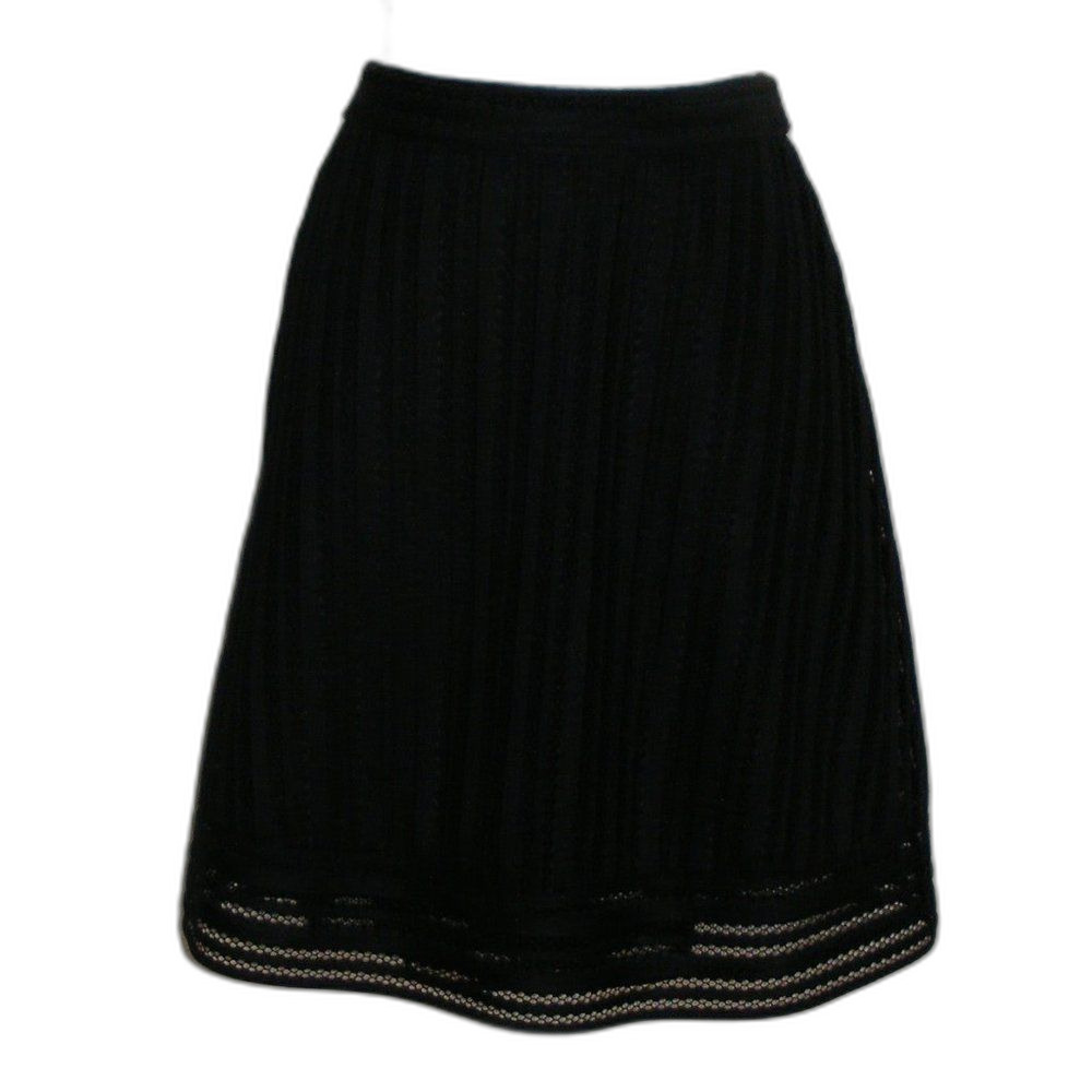 J. CREW Skirt, 2, Eyelet Stripes, Black, Gold Zip, Short, Lined